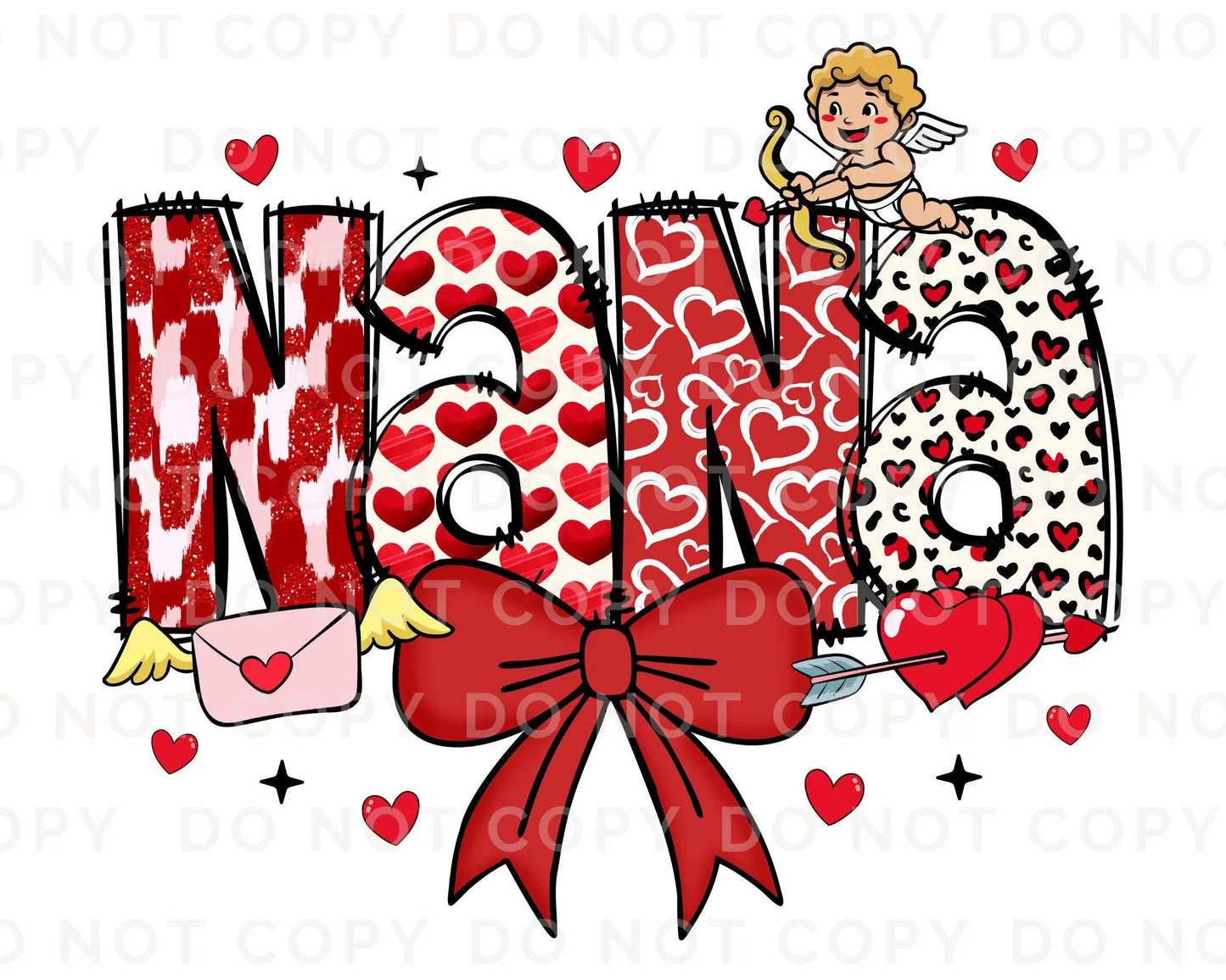 Valentine's Day DTF Transfer, Ready to Press, T-shirt Transfer, Heat Transfer, Direct to Film, Love, Grandparent, Grandma, Coquette Bow Nana