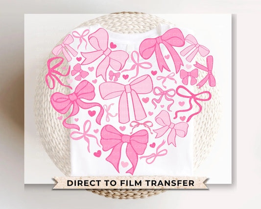 Valentine's Day DTF Transfers, Ready to Press, T-shirt Transfers, Heat Transfer, Direct to Film, Holiday, Trendy, Girly, Coquette Bow Heart
