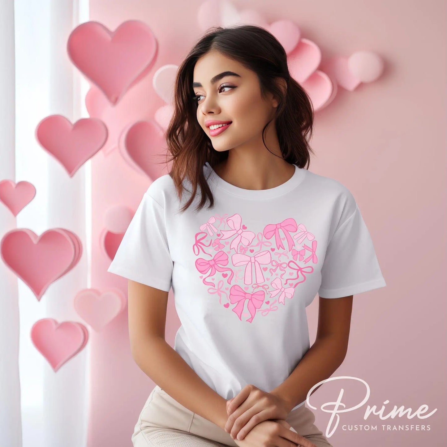Valentine's Day DTF Transfers, Ready to Press, T-shirt Transfers, Heat Transfer, Direct to Film, Holiday, Trendy, Girly, Coquette Bow Heart