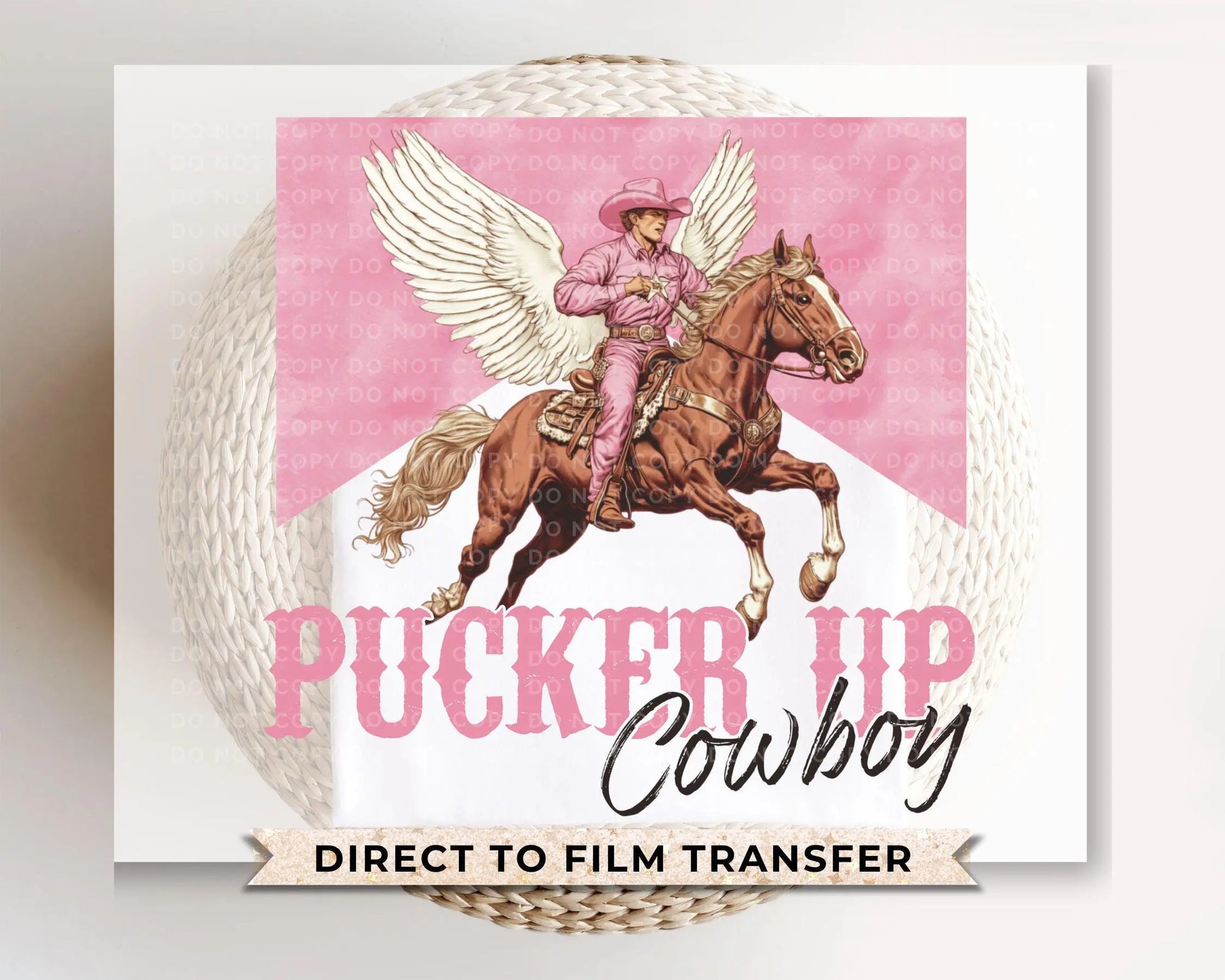 Valentine's Day DTF Transfers, Ready to Press, T-shirt Transfers, Heat Transfer, Direct to Film, Holiday, Country, Western, Pucker Up Cowboy