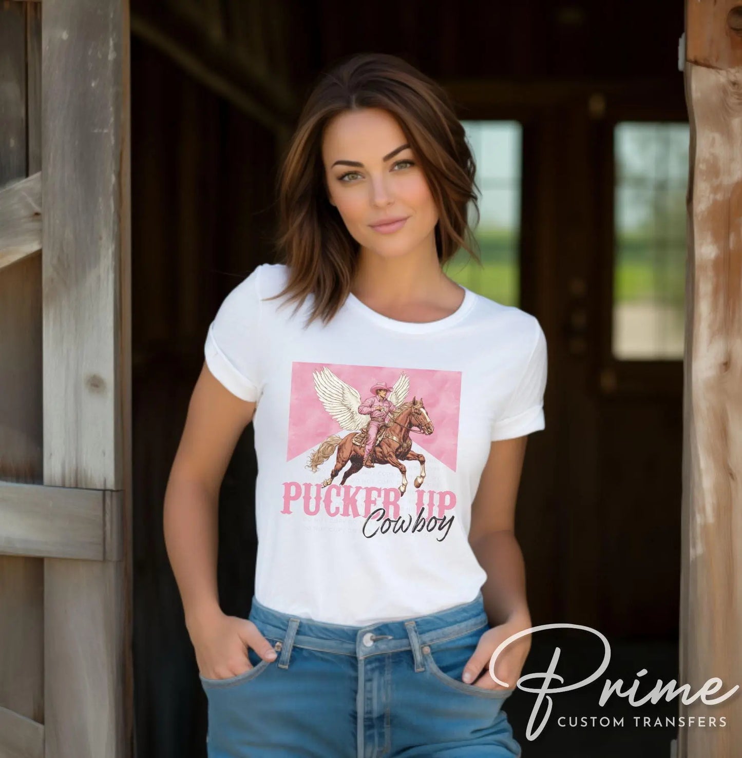 Valentine's Day DTF Transfers, Ready to Press, T-shirt Transfers, Heat Transfer, Direct to Film, Holiday, Country, Western, Pucker Up Cowboy