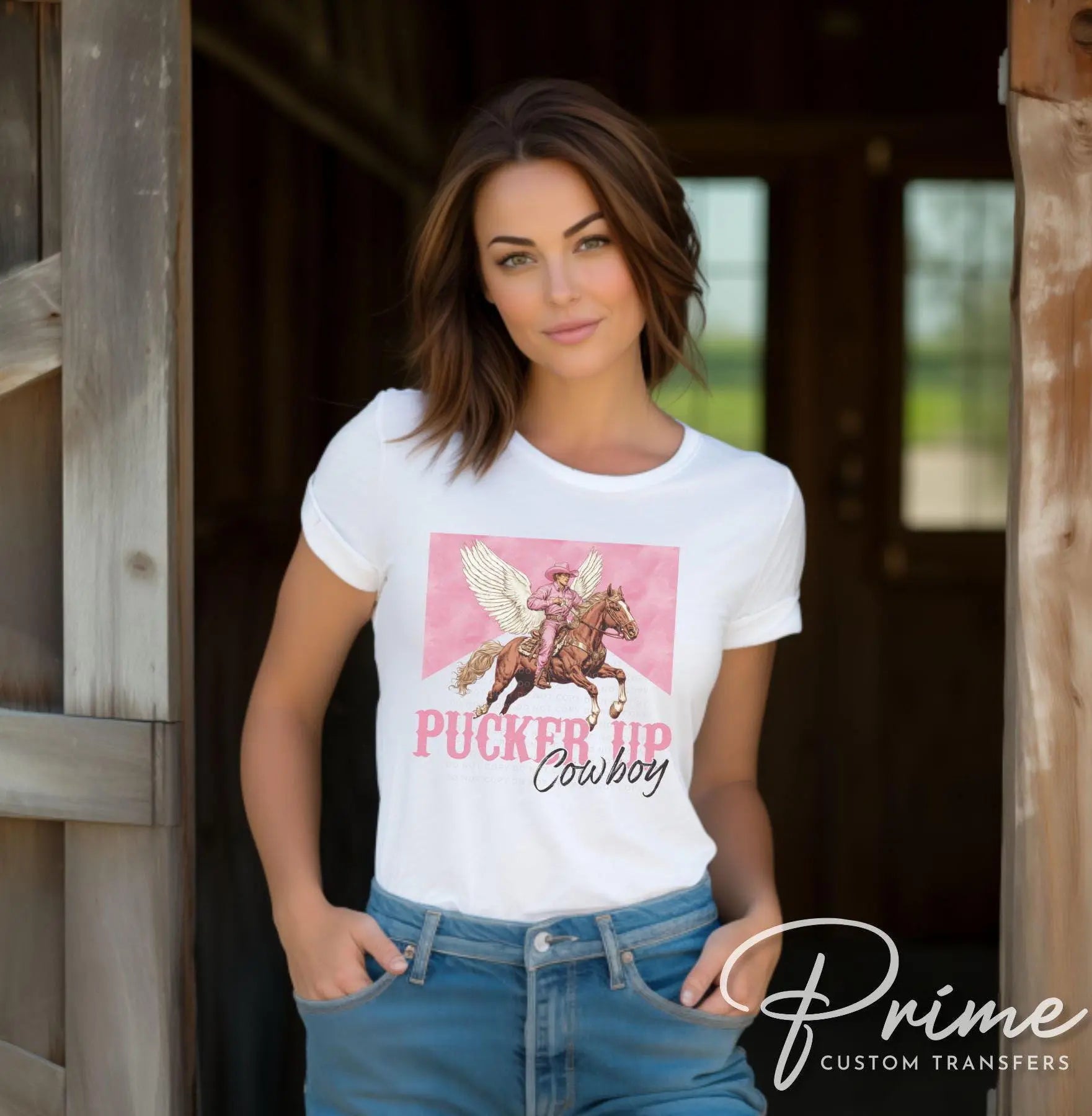Valentine's Day DTF Transfers, Ready to Press, T-shirt Transfers, Heat Transfer, Direct to Film, Holiday, Country, Western, Pucker Up Cowboy