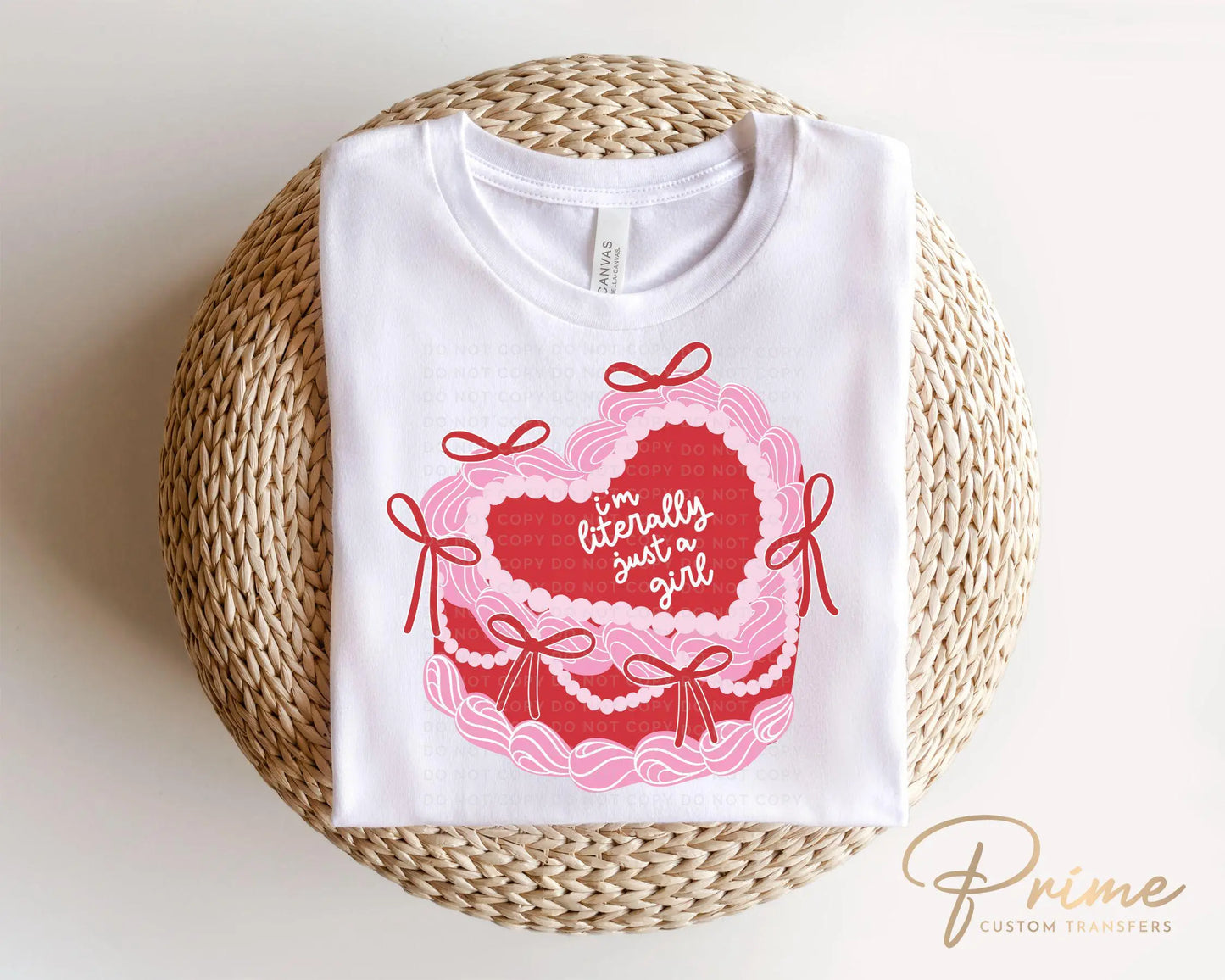 Valentine's Day DTF Transfers, Ready to Press, T-shirt Transfers, Heat Transfer, Direct to Film, Bows, Girly, Trendy. Coquette Heart Cake