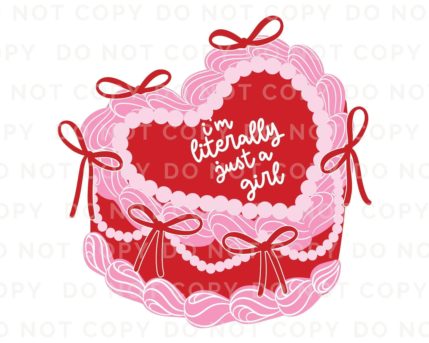 Valentine's Day DTF Transfers, Ready to Press, T-shirt Transfers, Heat Transfer, Direct to Film, Bows, Girly, Trendy. Coquette Heart Cake