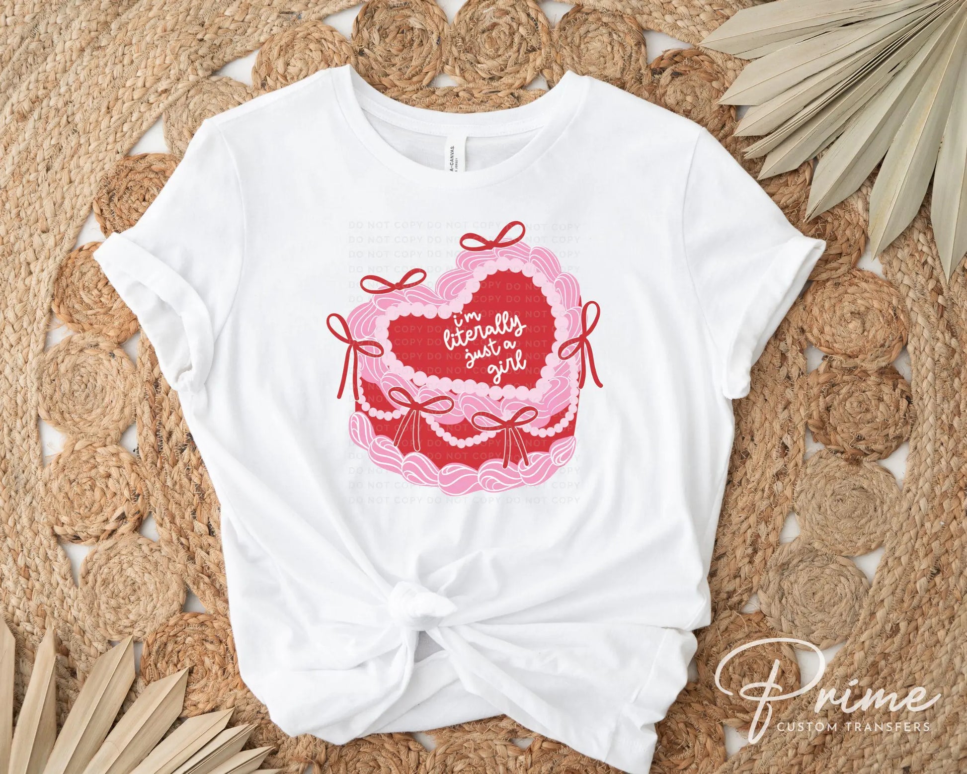 Valentine's Day DTF Transfers, Ready to Press, T-shirt Transfers, Heat Transfer, Direct to Film, Bows, Girly, Trendy. Coquette Heart Cake