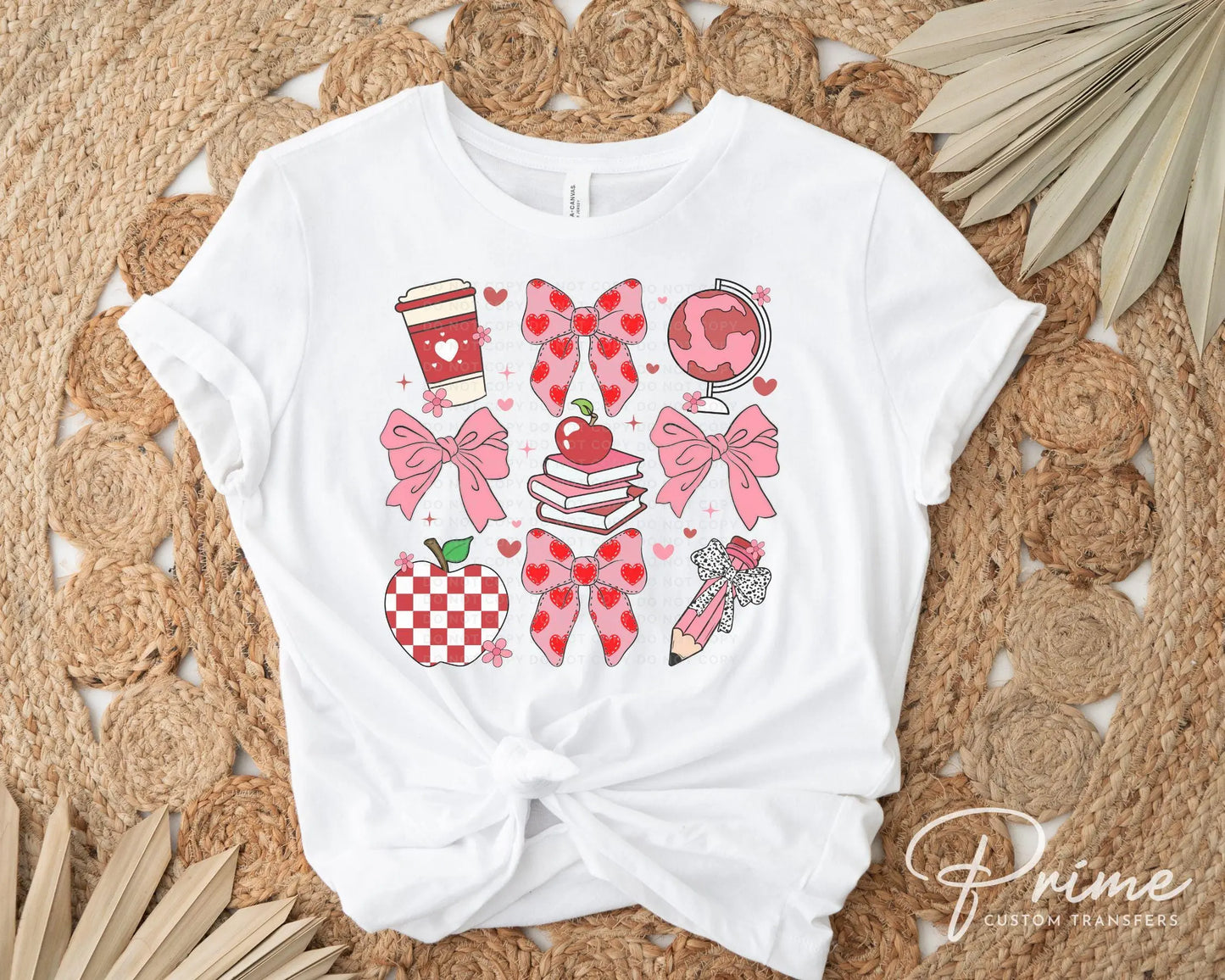 Valentine's Day DTF Transfers, Ready to Press, T-shirt Transfers, Heat Transfer, Direct to Film, School, Gift, Coquette Teacher Bow Collage