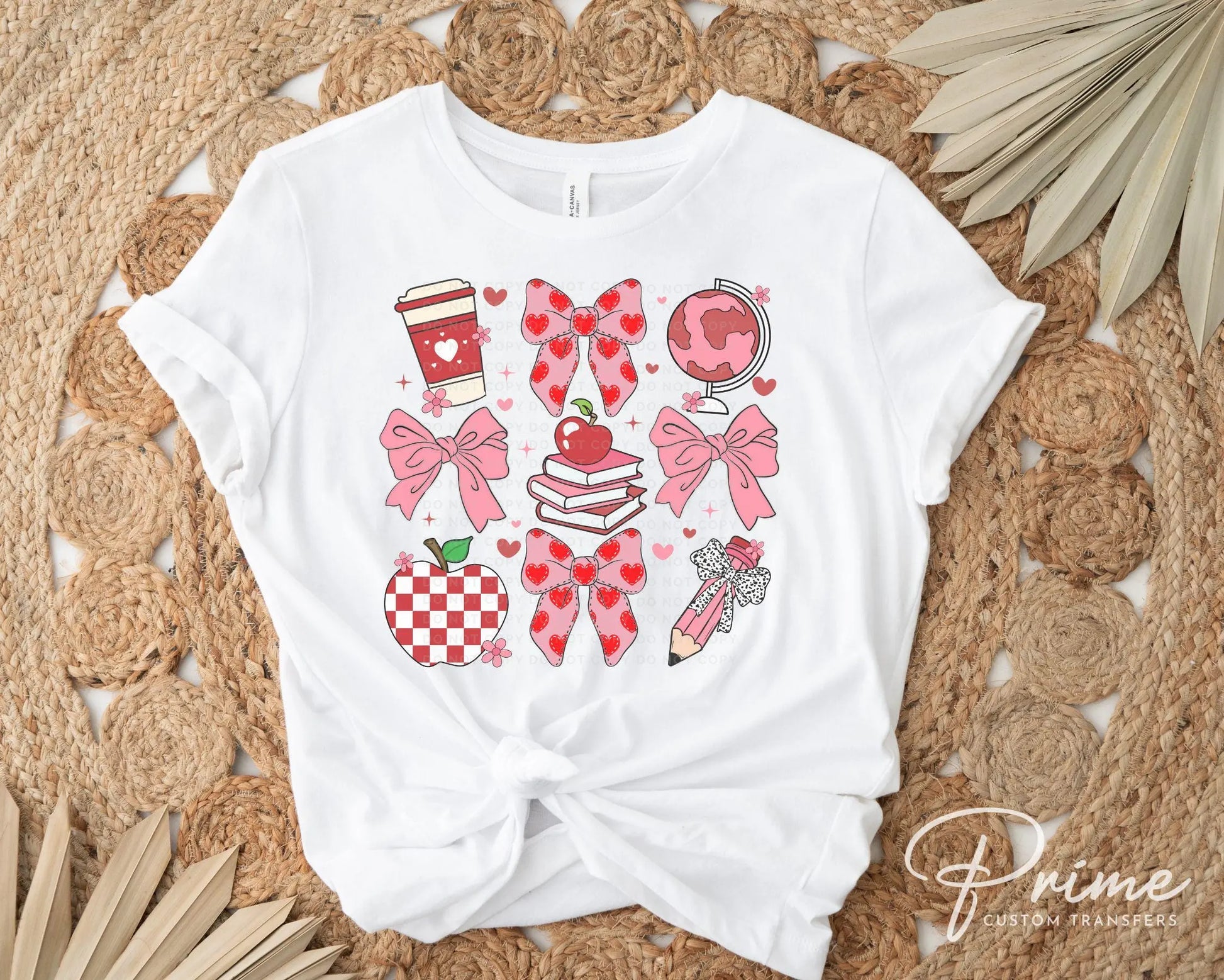 Valentine's Day DTF Transfers, Ready to Press, T-shirt Transfers, Heat Transfer, Direct to Film, School, Gift, Coquette Teacher Bow Collage