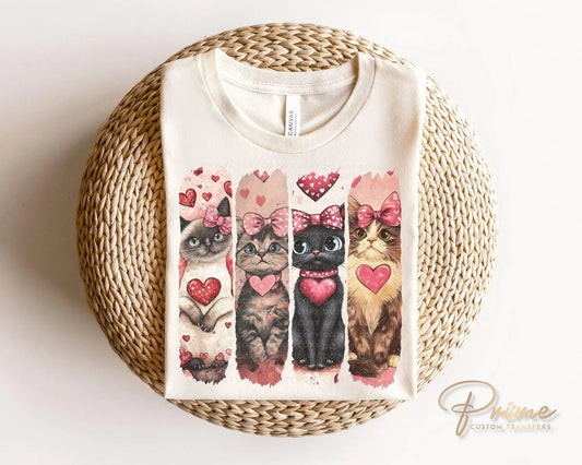 Valentine's Day DTF Transfers, Ready to Press, T-shirt Transfers, Heat Transfer, Direct to Film, Holiday, Pet Mom, Valentine Cats, Cat Lover