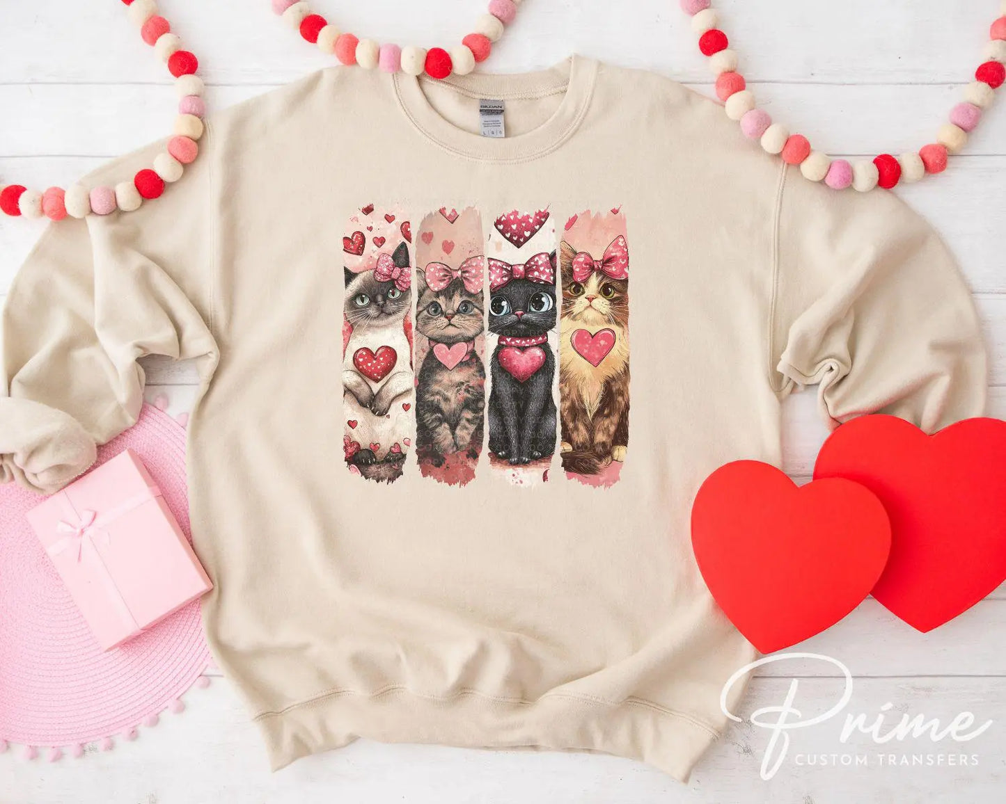 Valentine's Day DTF Transfers, Ready to Press, T-shirt Transfers, Heat Transfer, Direct to Film, Holiday, Pet Mom, Valentine Cats, Cat Lover