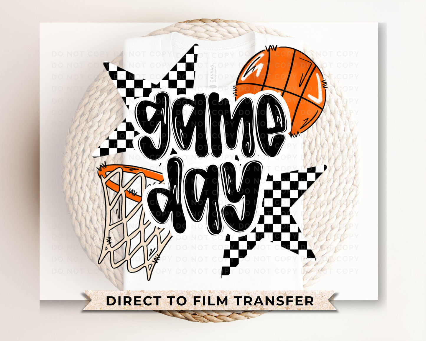 Basketball DTF Transfers, Ready to Press, T-shirt Transfers, Heat Transfer, Direct to Film, Sports Mom, Checkered Stars, Game Day, Trendy
