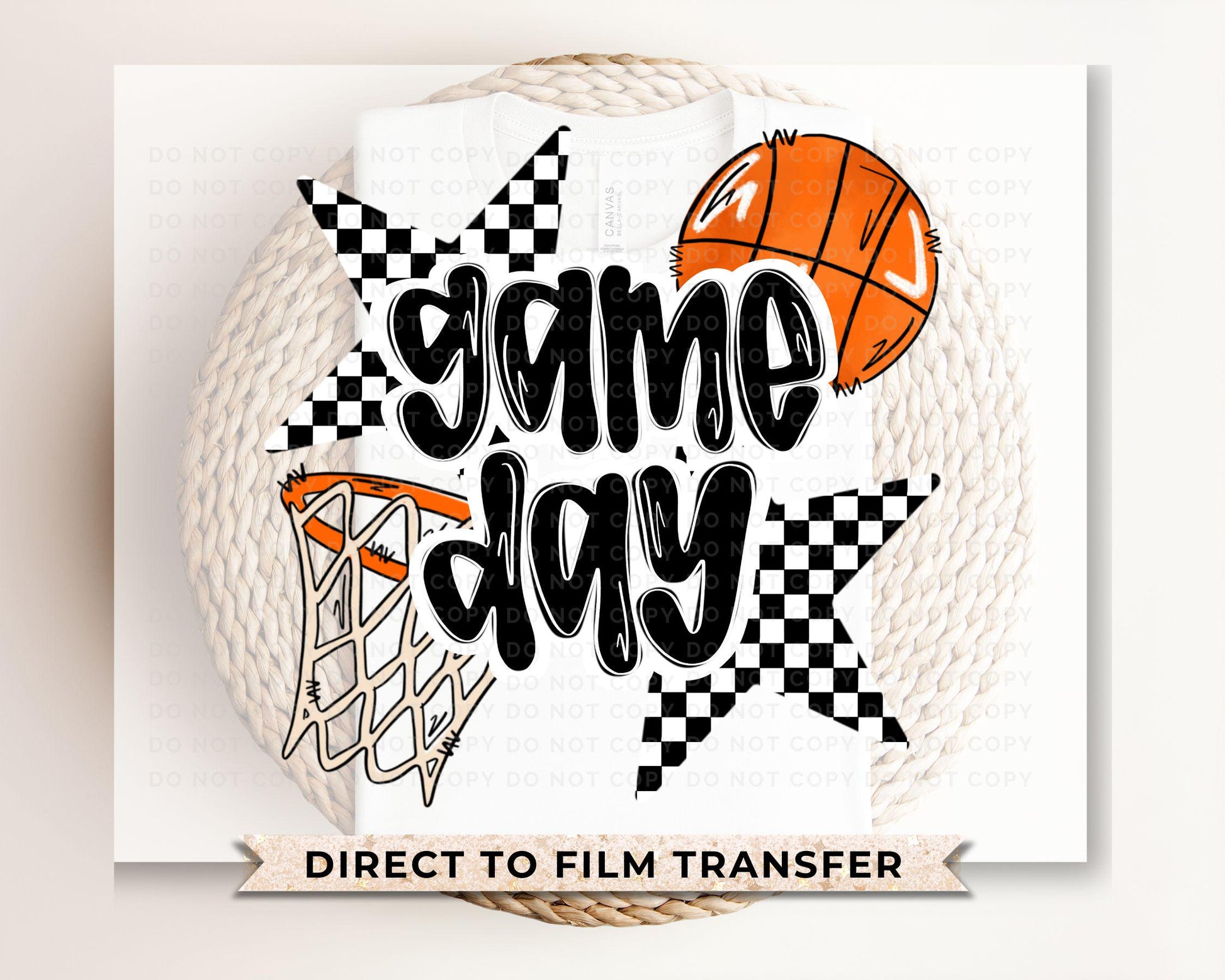 Basketball DTF Transfers, Ready to Press, T-shirt Transfers, Heat Transfer, Direct to Film, Sports Mom, Checkered Stars, Game Day, Trendy