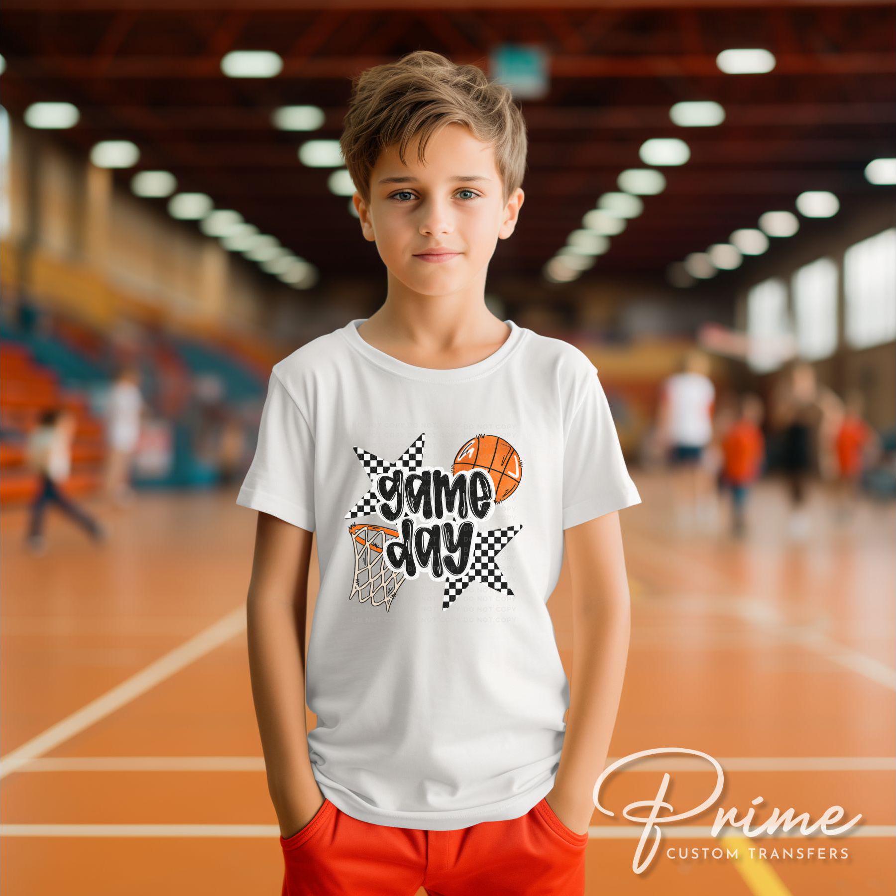 Basketball DTF Transfers, Ready to Press, T-shirt Transfers, Heat Transfer, Direct to Film, Sports Mom, Checkered Stars, Game Day, Trendy