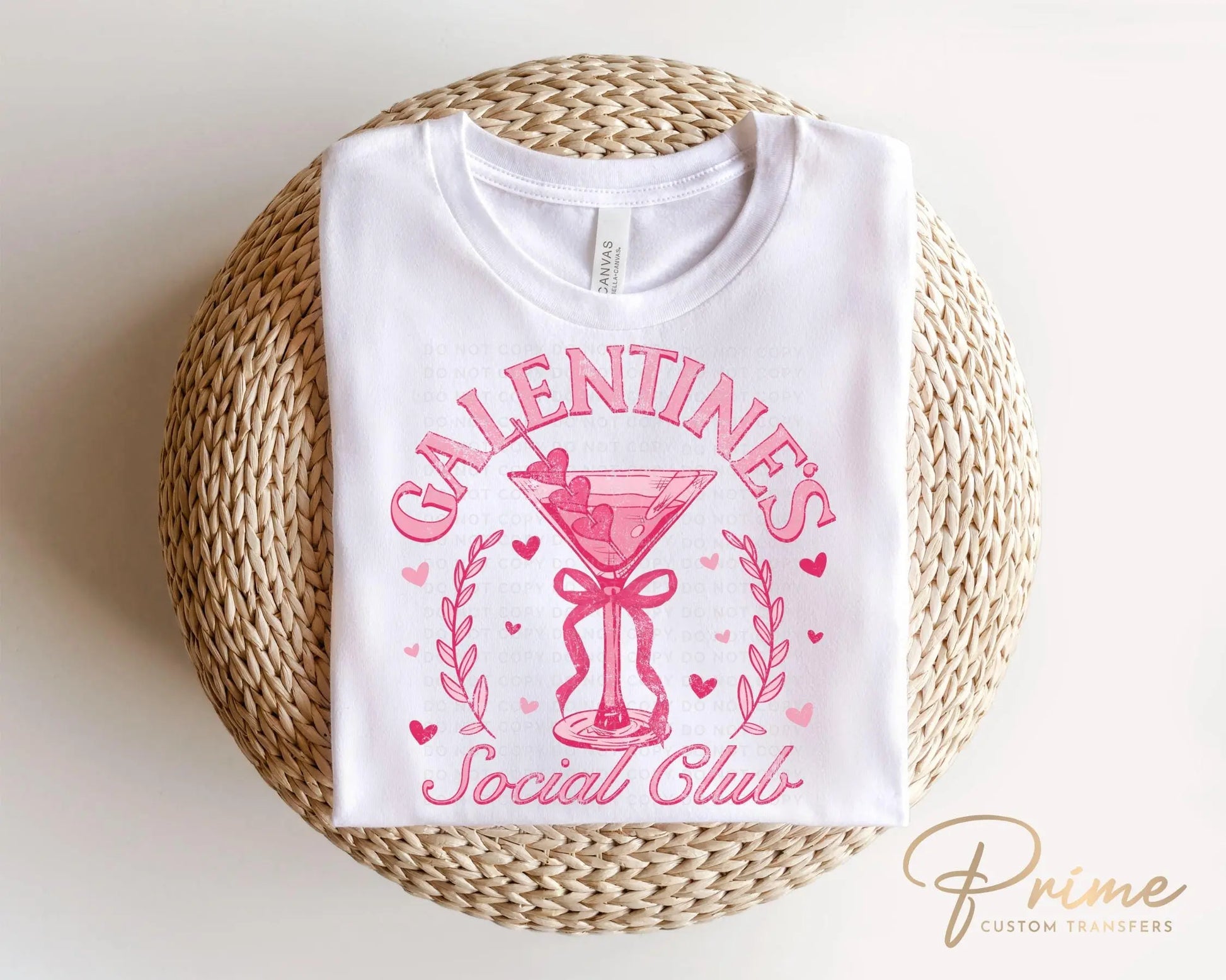 Valentine's Day DTF Transfer, Ready to Press, T-shirt Transfer, Heat Transfer, Direct to Film, Coquette Martini, Galentine's Social Club