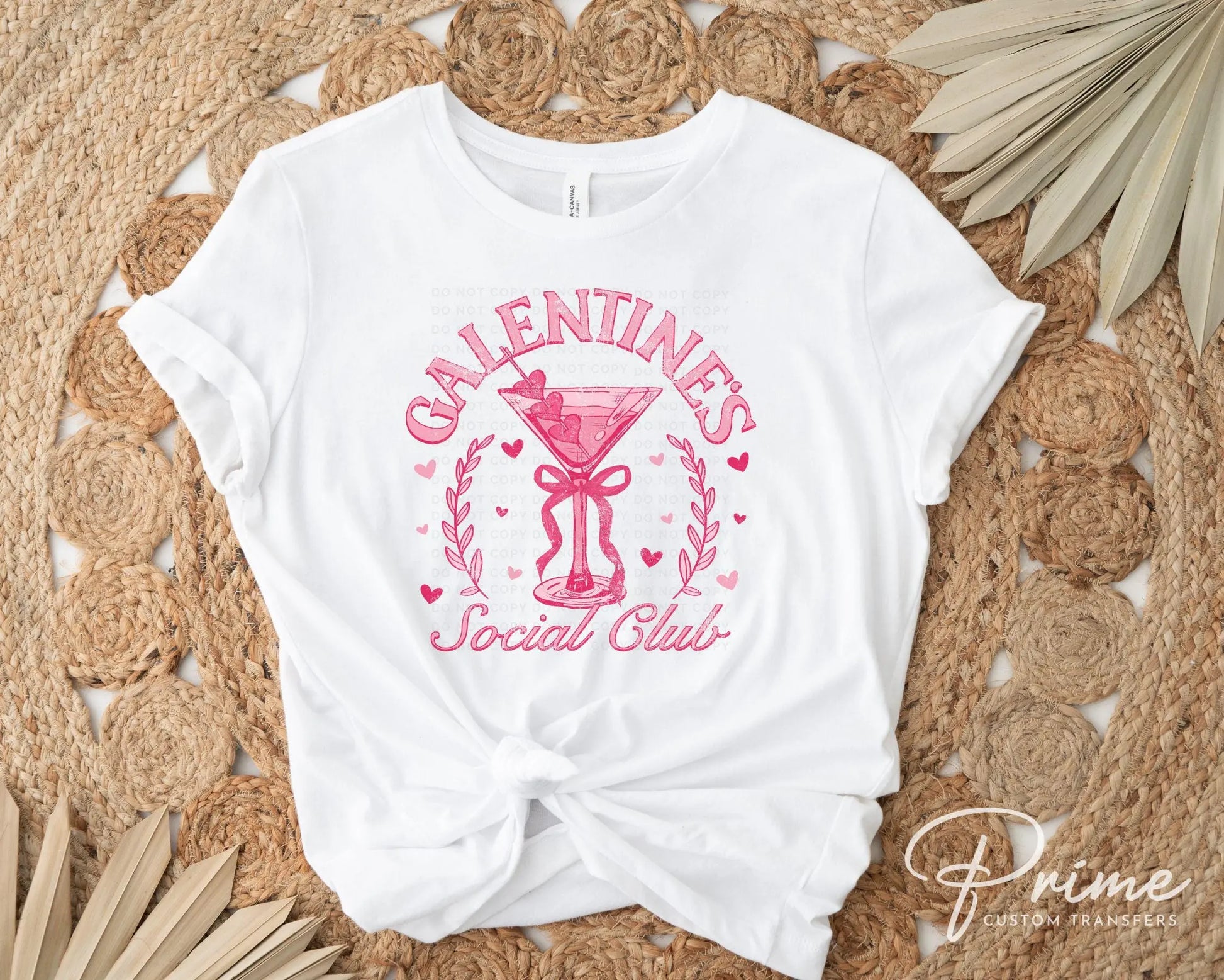 Valentine's Day DTF Transfer, Ready to Press, T-shirt Transfer, Heat Transfer, Direct to Film, Coquette Martini, Galentine's Social Club