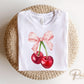 Cherries DTF Transfer, Ready to Press, T-shirt Transfers, Heat Transfer, Direct to Film, Trendy, Girlie, Ribbon, Trendy, Coquette Cherry Bow
