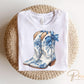Blue Floral Boots DTF Transfer, Ready to Press, T-shirt Transfers Heat Transfer, Direct to Film, Western, Cowgirl, Coquette Blue Chinoiserie