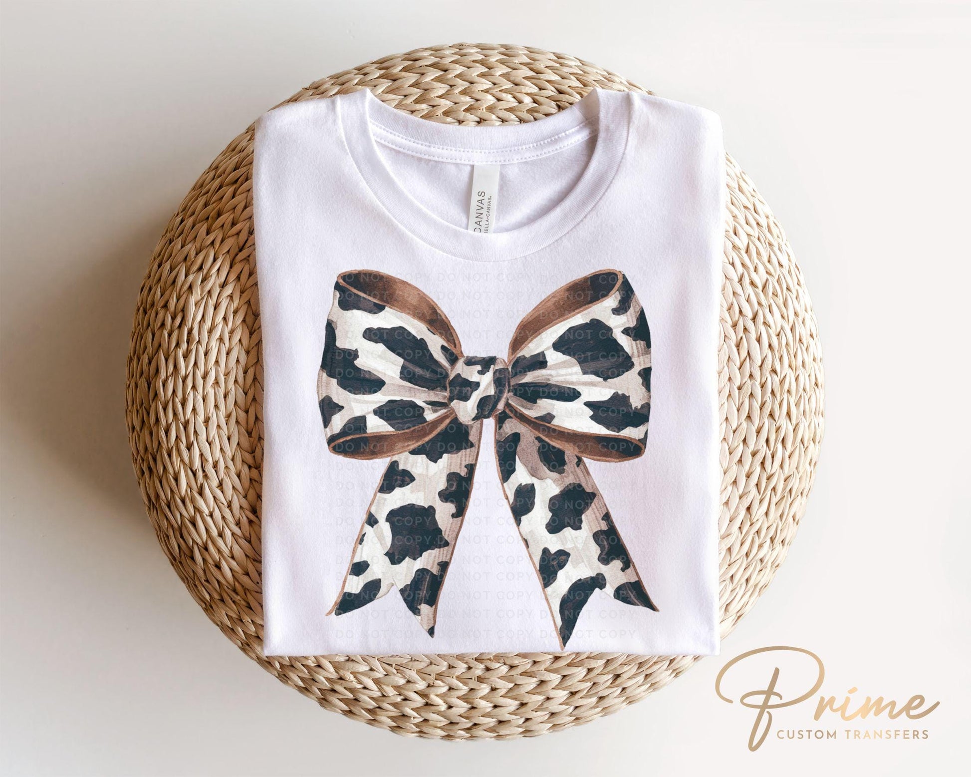 Western Cow Bow DTF Transfers, Ready to Press, T-shirt Transfer, Heat Transfer, Direct to Film, Girly, Trendy, Coquette Cowgirl Bow