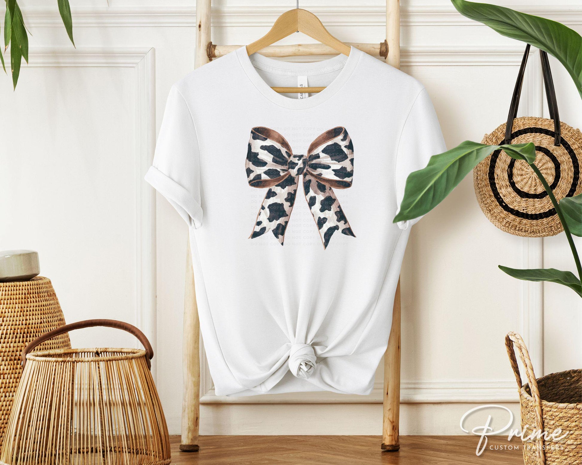 Western Cow Bow DTF Transfers, Ready to Press, T-shirt Transfer, Heat Transfer, Direct to Film, Girly, Trendy, Coquette Cowgirl Bow