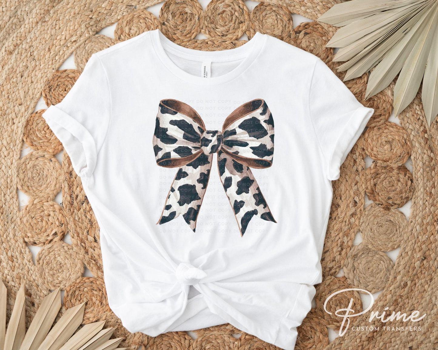 Western Cow Bow DTF Transfers, Ready to Press, T-shirt Transfer, Heat Transfer, Direct to Film, Girly, Trendy, Coquette Cowgirl Bow