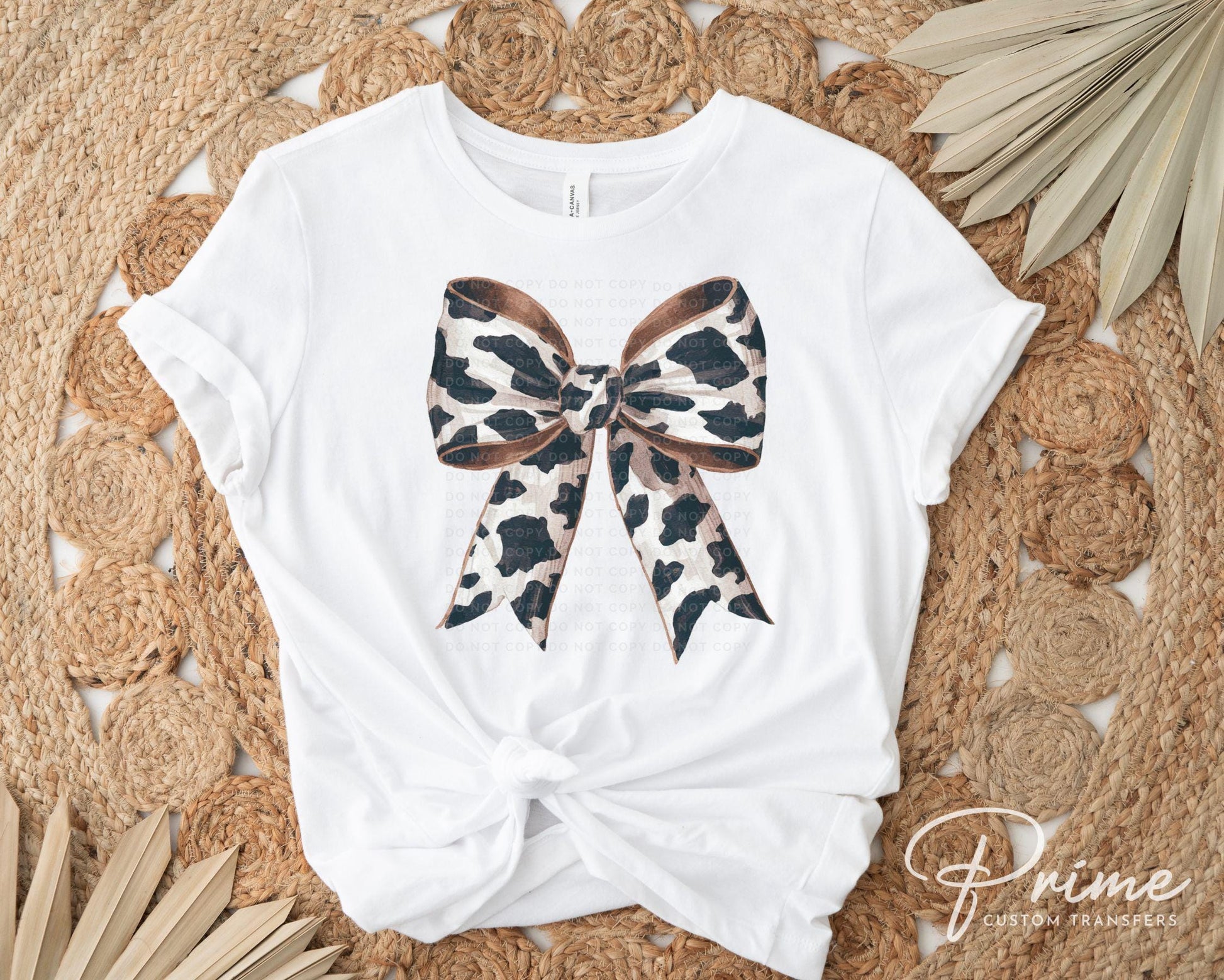 Western Cow Bow DTF Transfers, Ready to Press, T-shirt Transfer, Heat Transfer, Direct to Film, Girly, Trendy, Coquette Cowgirl Bow