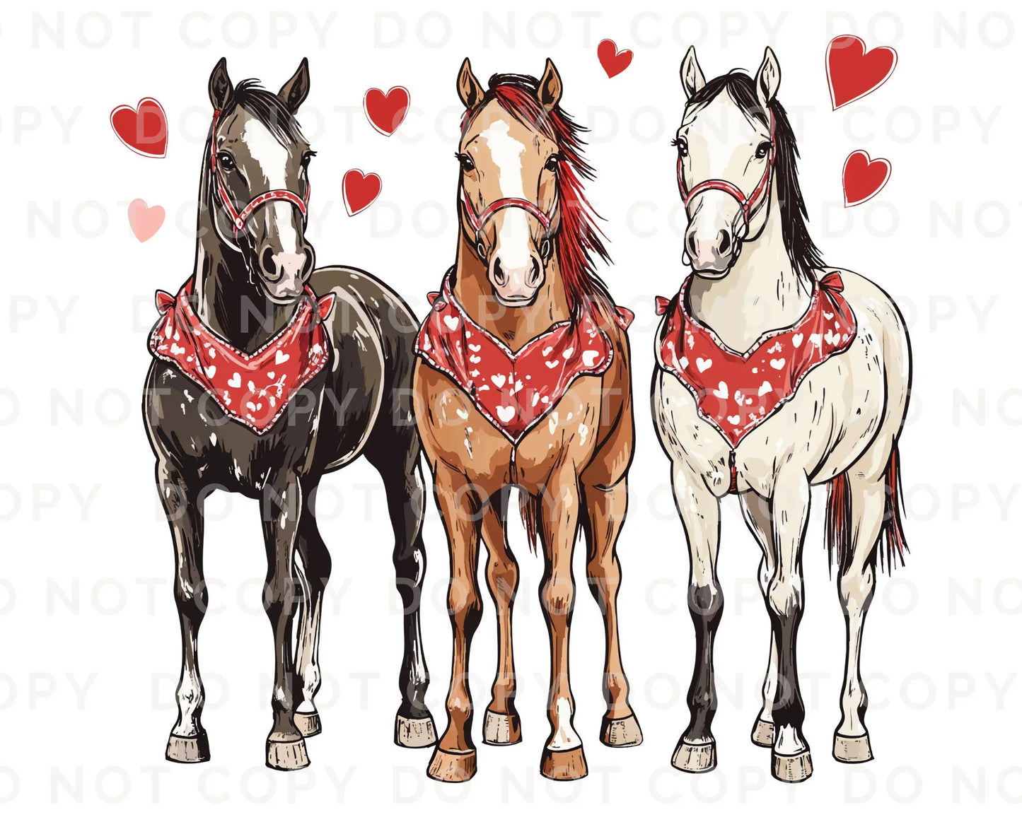 Valentine's Day DTF Transfers, Ready to Press, T-shirt Transfers, Heat Transfer, Direct to Film, Holiday, Country, Western, Horse Lover