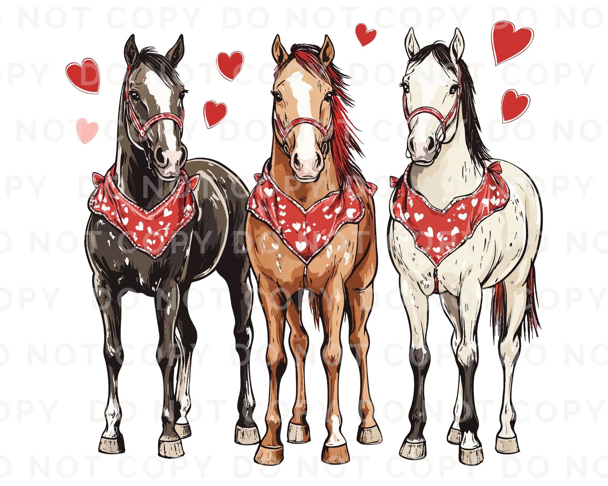 Valentine's Day DTF Transfers, Ready to Press, T-shirt Transfers, Heat Transfer, Direct to Film, Holiday, Country, Western, Horse Lover