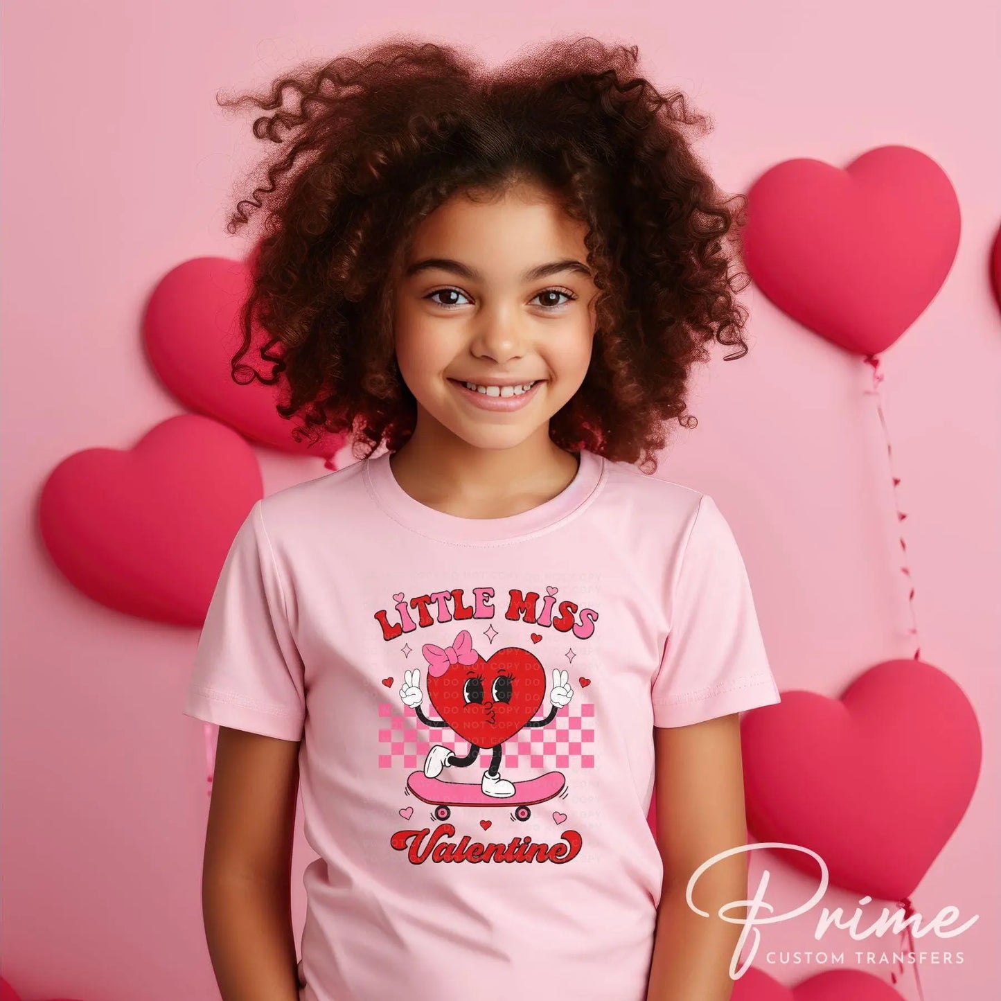 Valentine's Day DTF Transfer, Ready to Press, T-shirt Transfers, Heat Transfer, Direct to Film, Cute, Girl, Checkered, Little Miss Valentine