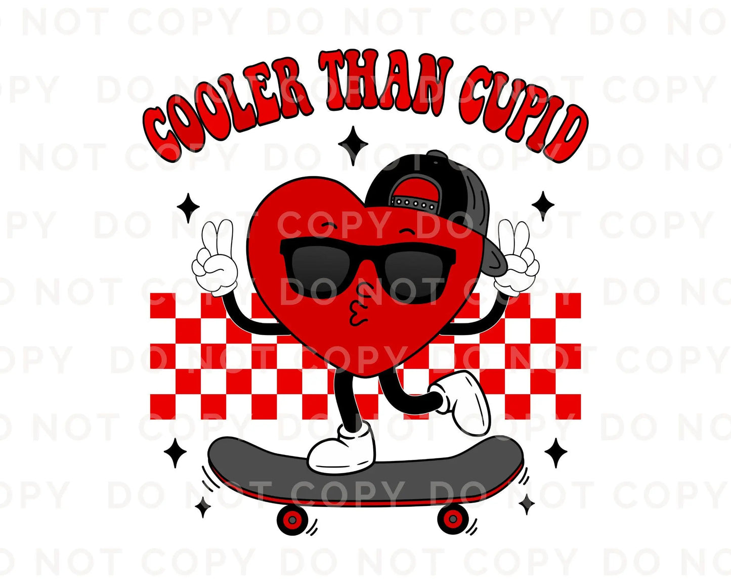 Valentine's Day DTF Transfers, Ready to Press, T-shirt Transfers, Heat Transfer, Direct to Film, Boy, Heart, Skateboard, Cooler Than Cupid