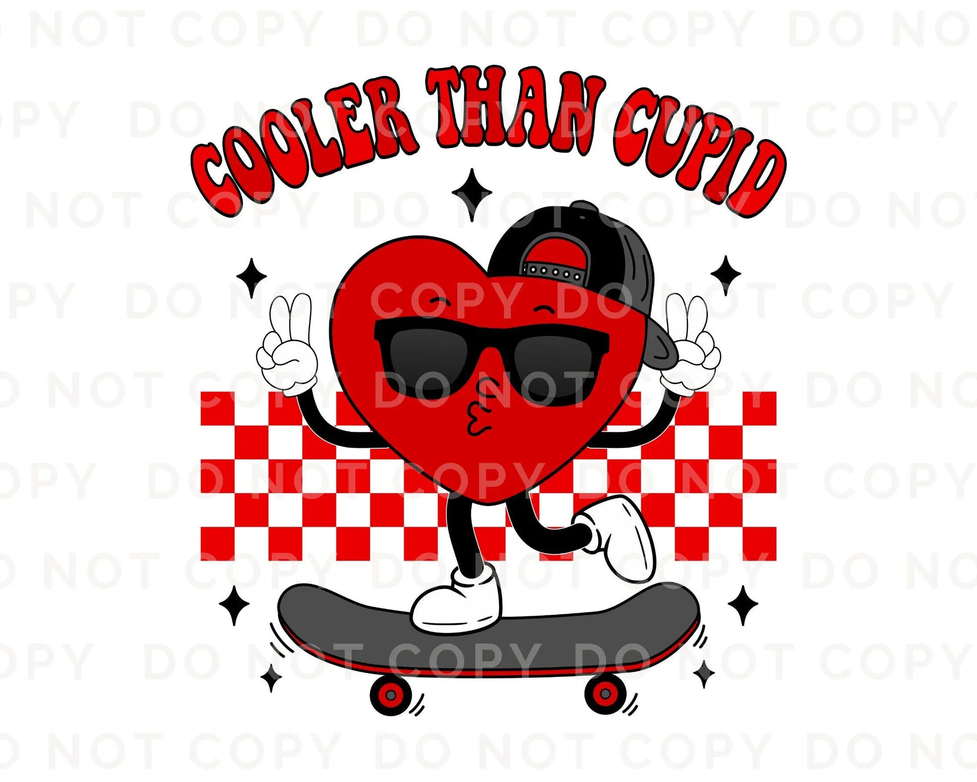 Valentine's Day DTF Transfers, Ready to Press, T-shirt Transfers, Heat Transfer, Direct to Film, Boy, Heart, Skateboard, Cooler Than Cupid
