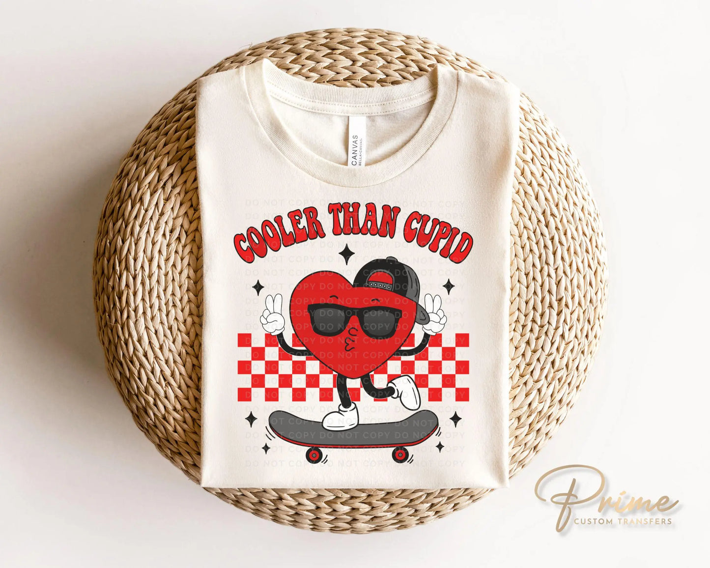 Valentine's Day DTF Transfers, Ready to Press, T-shirt Transfers, Heat Transfer, Direct to Film, Boy, Heart, Skateboard, Cooler Than Cupid