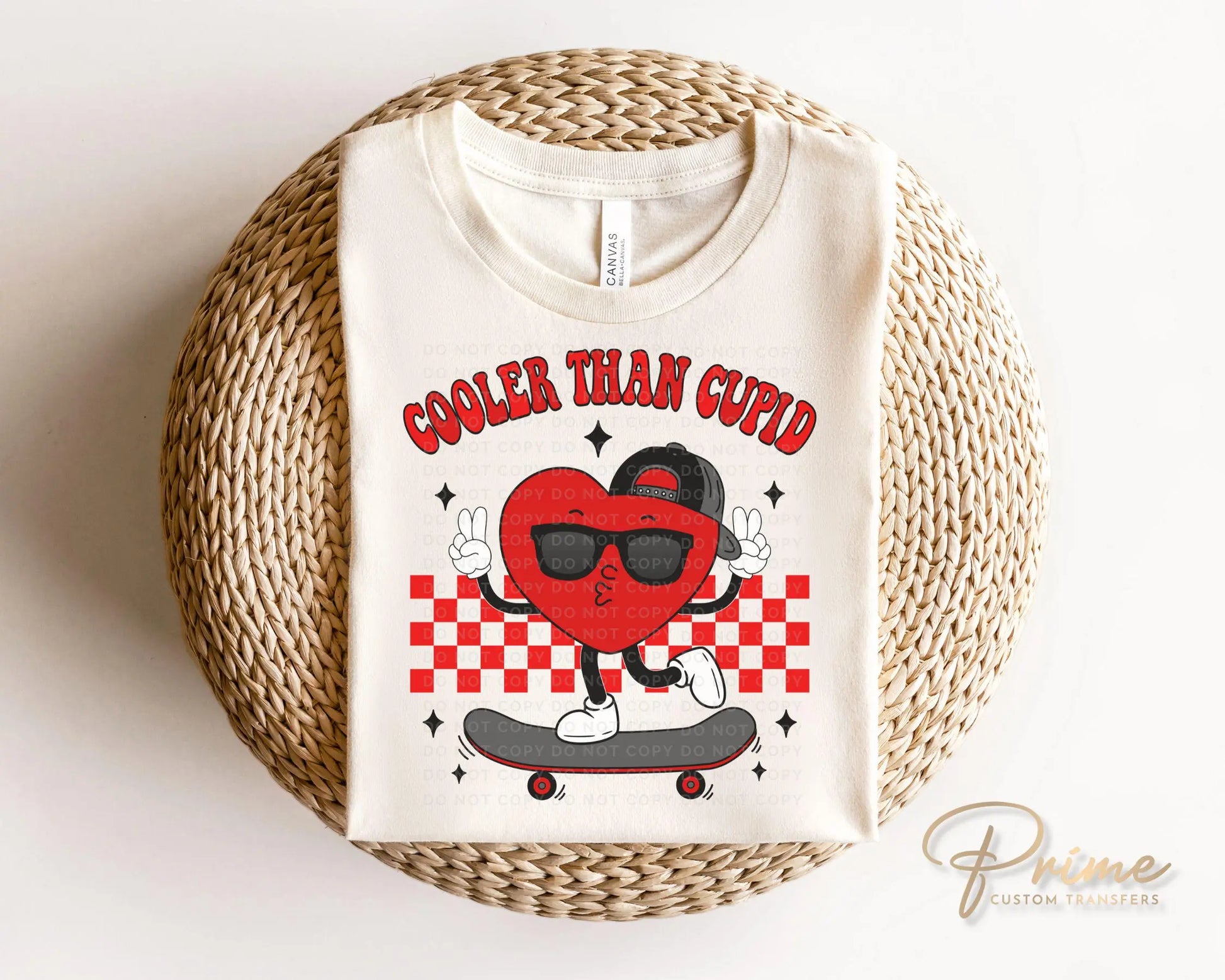 Valentine's Day DTF Transfers, Ready to Press, T-shirt Transfers, Heat Transfer, Direct to Film, Boy, Heart, Skateboard, Cooler Than Cupid
