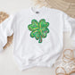 St. Patrick's Day DTF Transfer, Ready to Press, T-shirt Transfer, Heat Transfer, Direct to Film, Cute Shamrock, FAUX Sequin Four Leaf Clover