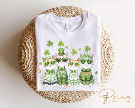 St. Patrick's Day DTF Transfers, Ready to Press, T-shirt Transfers, Heat Transfer, Direct to Film, Pet Mom, Cat Lover, Cats with Shamrocks