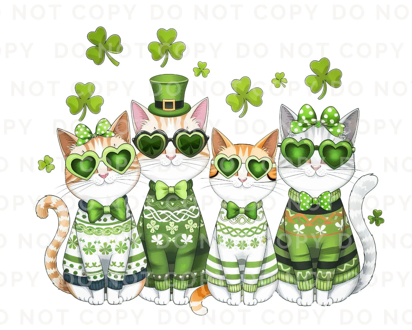 St. Patrick's Day DTF Transfers, Ready to Press, T-shirt Transfers, Heat Transfer, Direct to Film, Pet Mom, Cat Lover, Cats with Shamrocks