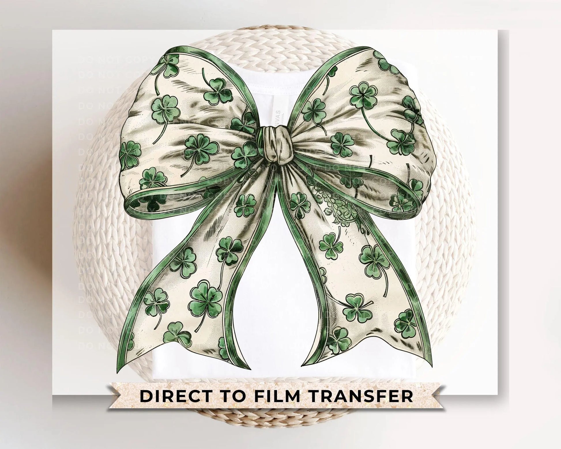 St. Patrick's Day DTF Transfer, Ready to Press, T-shirt Transfer, Heat Transfer, Direct to Film, St Patty, Cute, Coquette Shamrock Bow