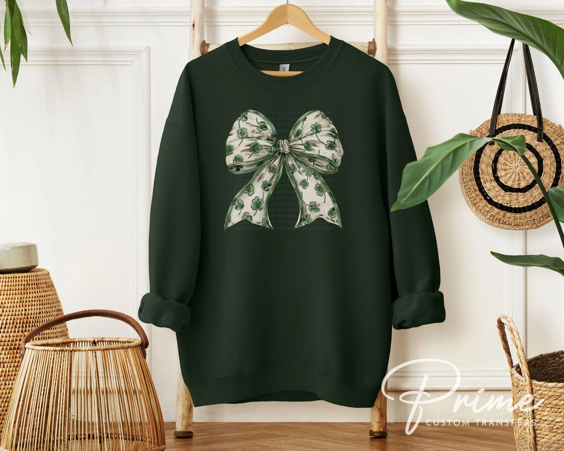 St. Patrick's Day DTF Transfer, Ready to Press, T-shirt Transfer, Heat Transfer, Direct to Film, St Patty, Cute, Coquette Shamrock Bow