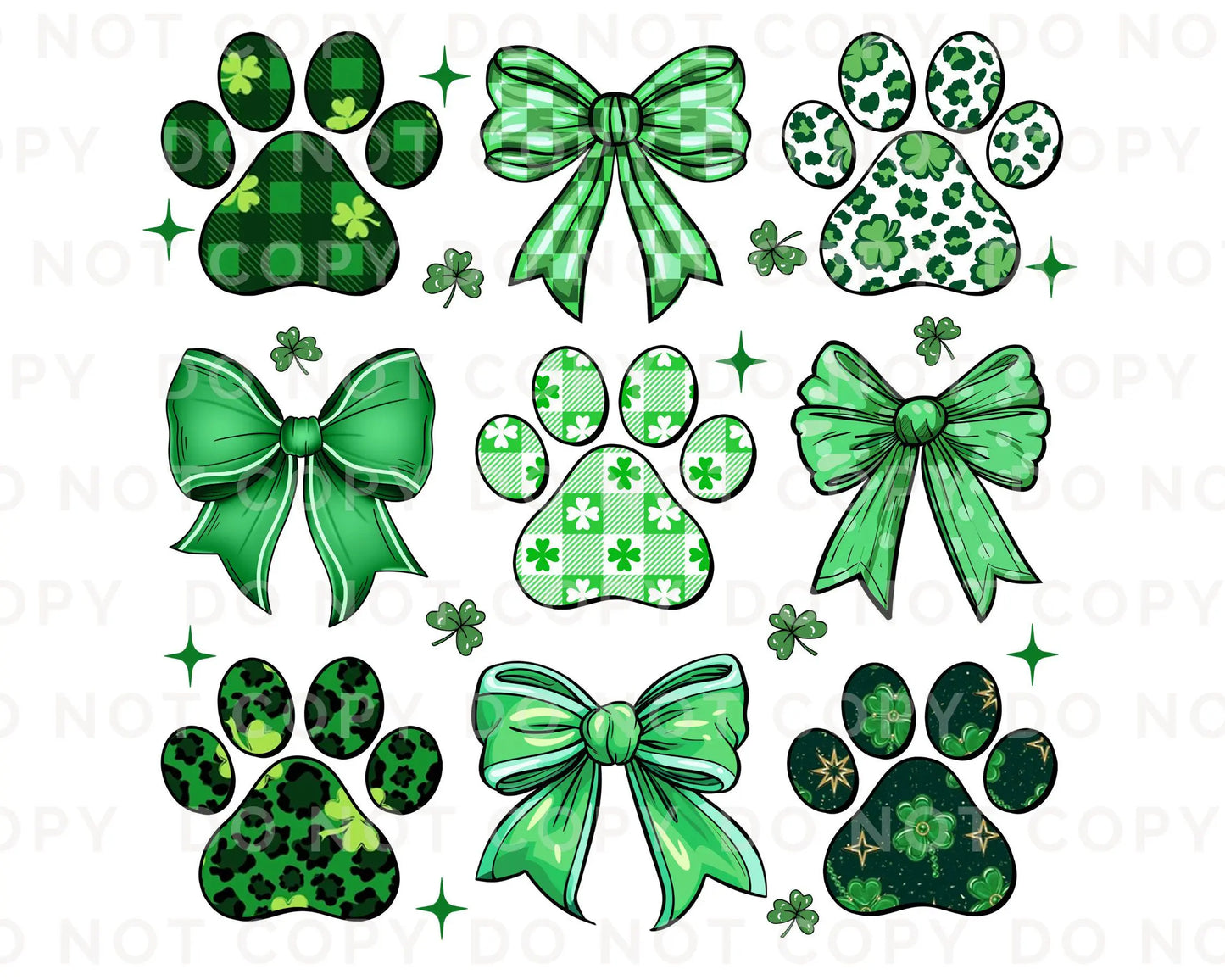 St. Patrick's Day DTF Transfer, Ready to Press, T-shirt Transfers, Heat Transfer, Direct to Film, Dog Lover, Dog Mama, Coquette Dog Paw Bows
