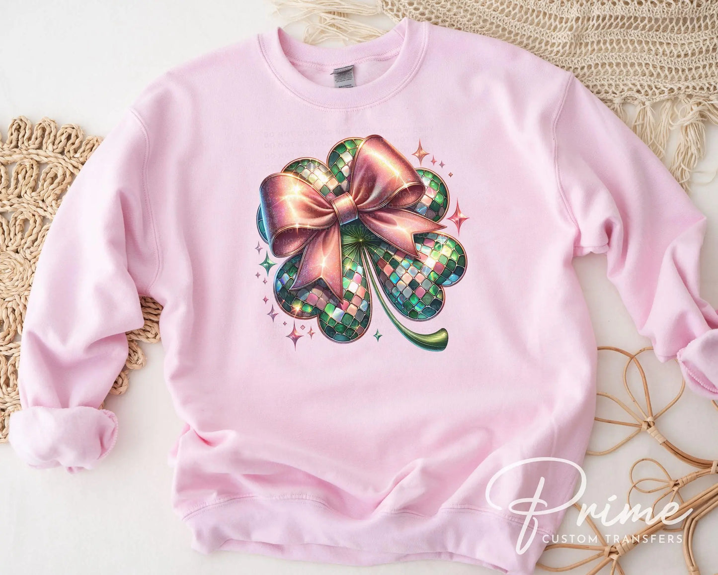 St. Patrick's Day DTF Transfer, Ready to Press, T-shirt Transfer, Heat Transfer, Direct to Film, Coquette Bow, Trendy Clover, Disco Shamrock