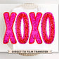 Valentine DTF Transfers, Ready to Press, T-shirt Transfers, Heat Transfer, Direct to Film, Holiday, Sparkle, Faux Sequin Pink Glitter XOXO