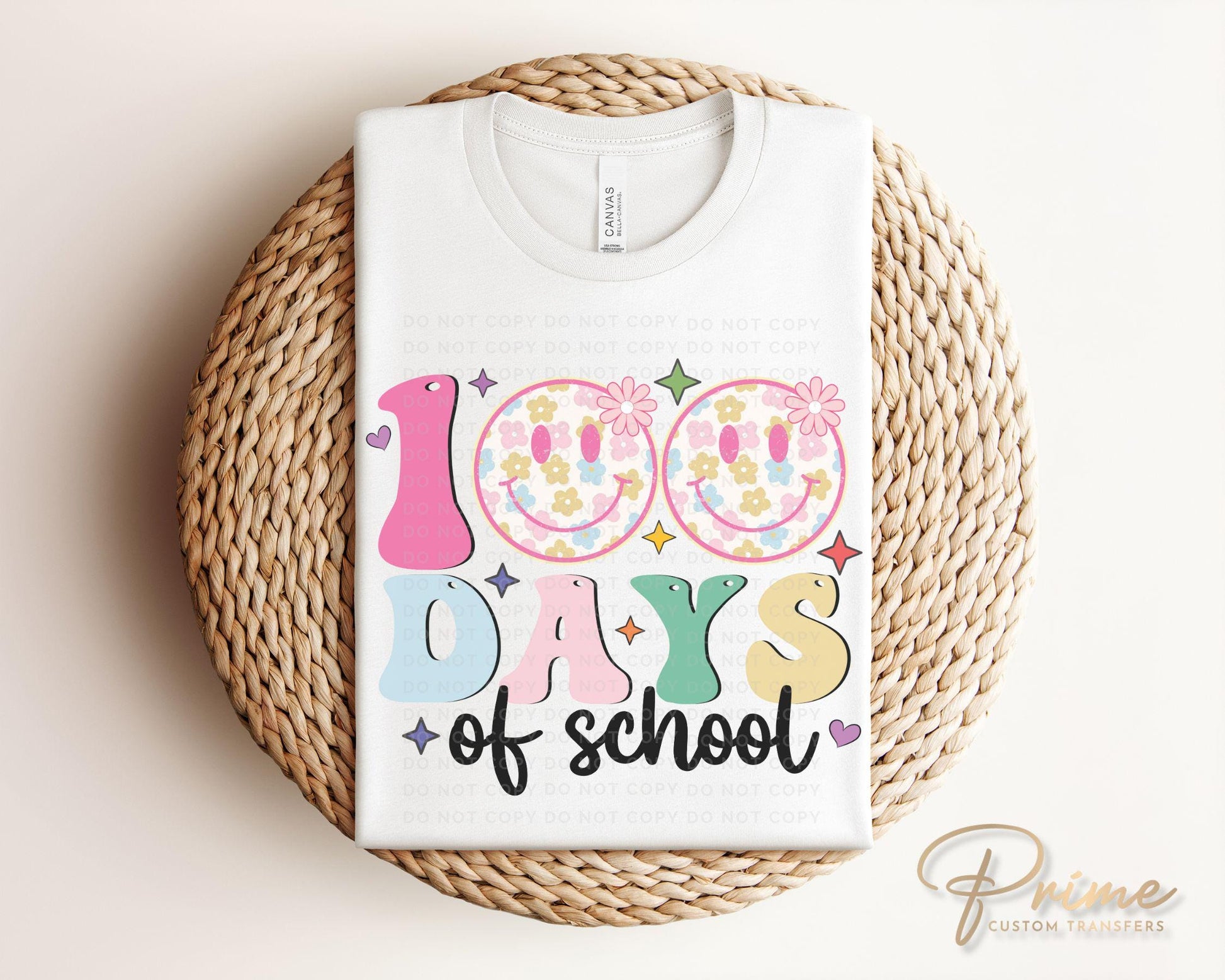 School DTF, Ready to Press, DIY T-shirt, Heat Transfer, Direct to Film, Preschool, Groovy, Cute, Teacher, Colorful, 100 Days of School