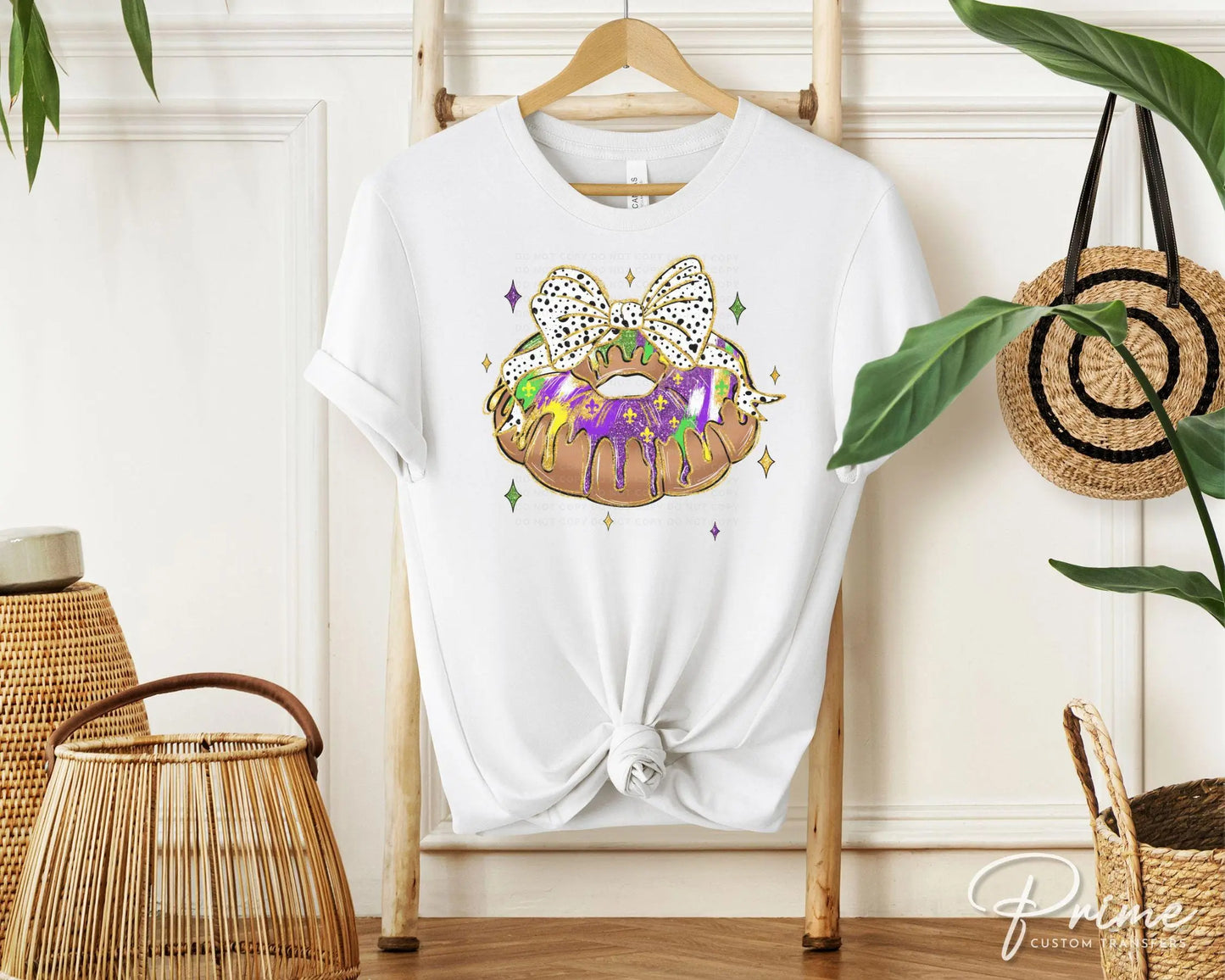 Mardi Gras DTF Transfer, Ready to Press, T-shirt Transfer, Heat Transfer, Direct to Film, Louisiana New Orleans, King Cake Coquette Bow