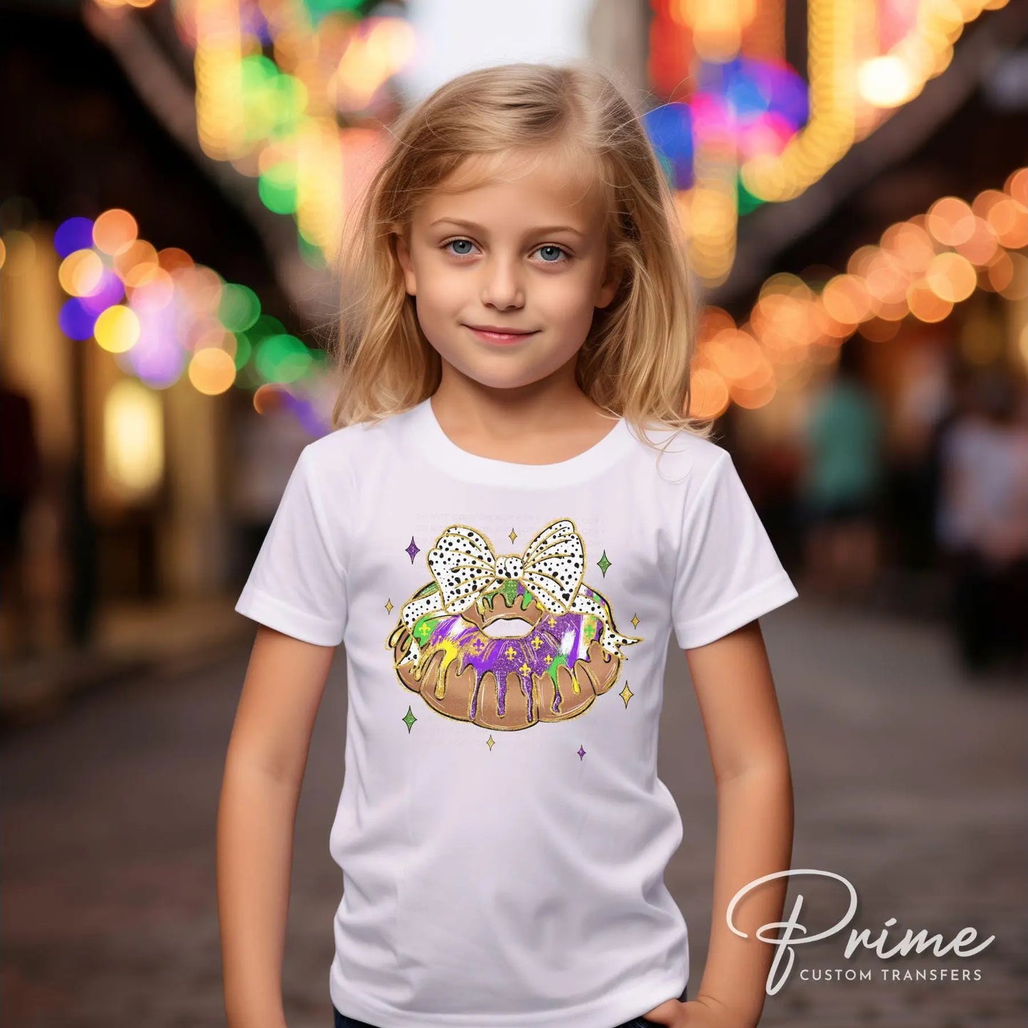 Mardi Gras DTF Transfer, Ready to Press, T-shirt Transfer, Heat Transfer, Direct to Film, Louisiana New Orleans, King Cake Coquette Bow