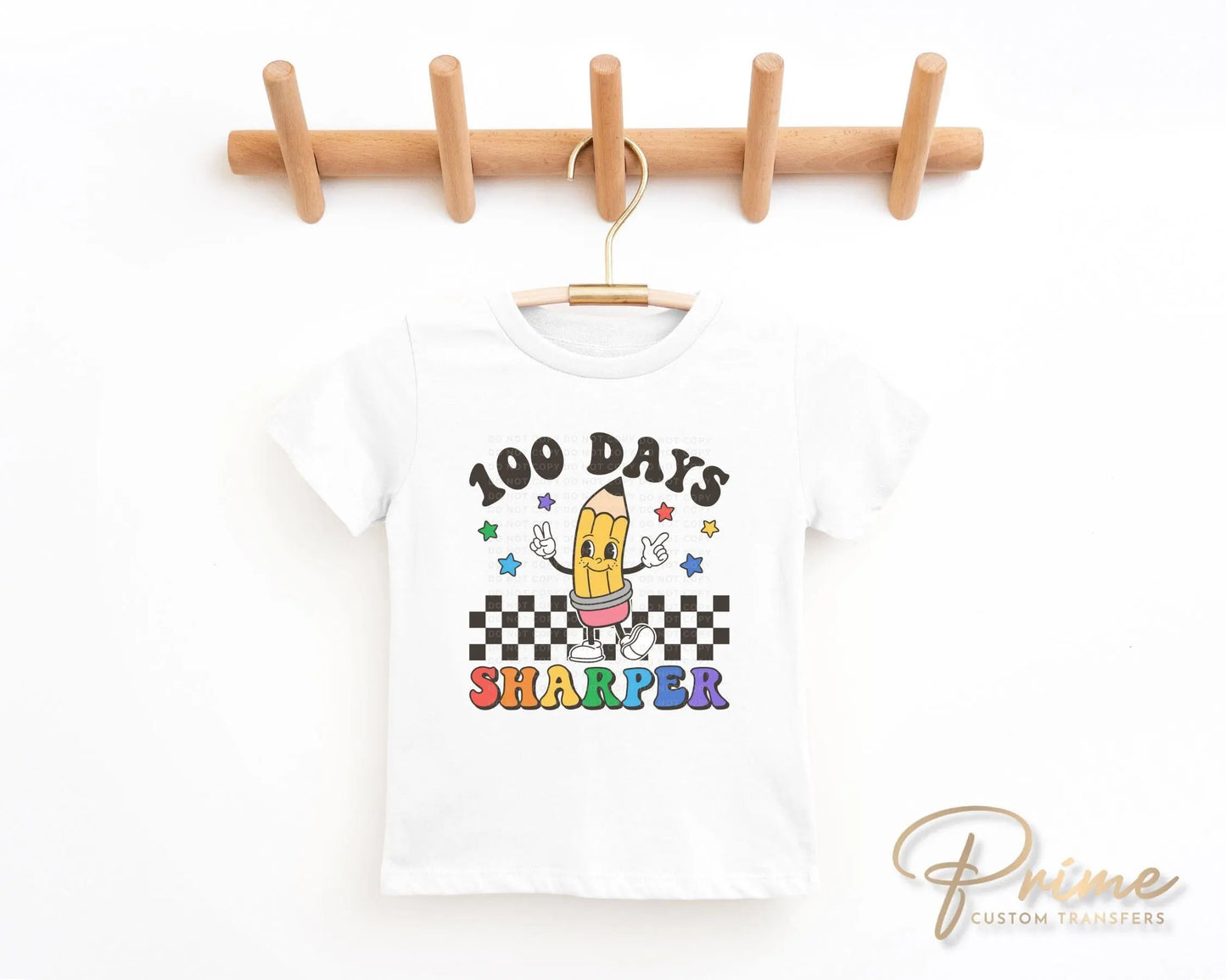 School DTF, Ready to Press, DIY T-shirt, Heat Transfer, Direct to Film, Preschool, Daycare, Teacher Gift, Cartoon Pencil, 100 Days Sharper