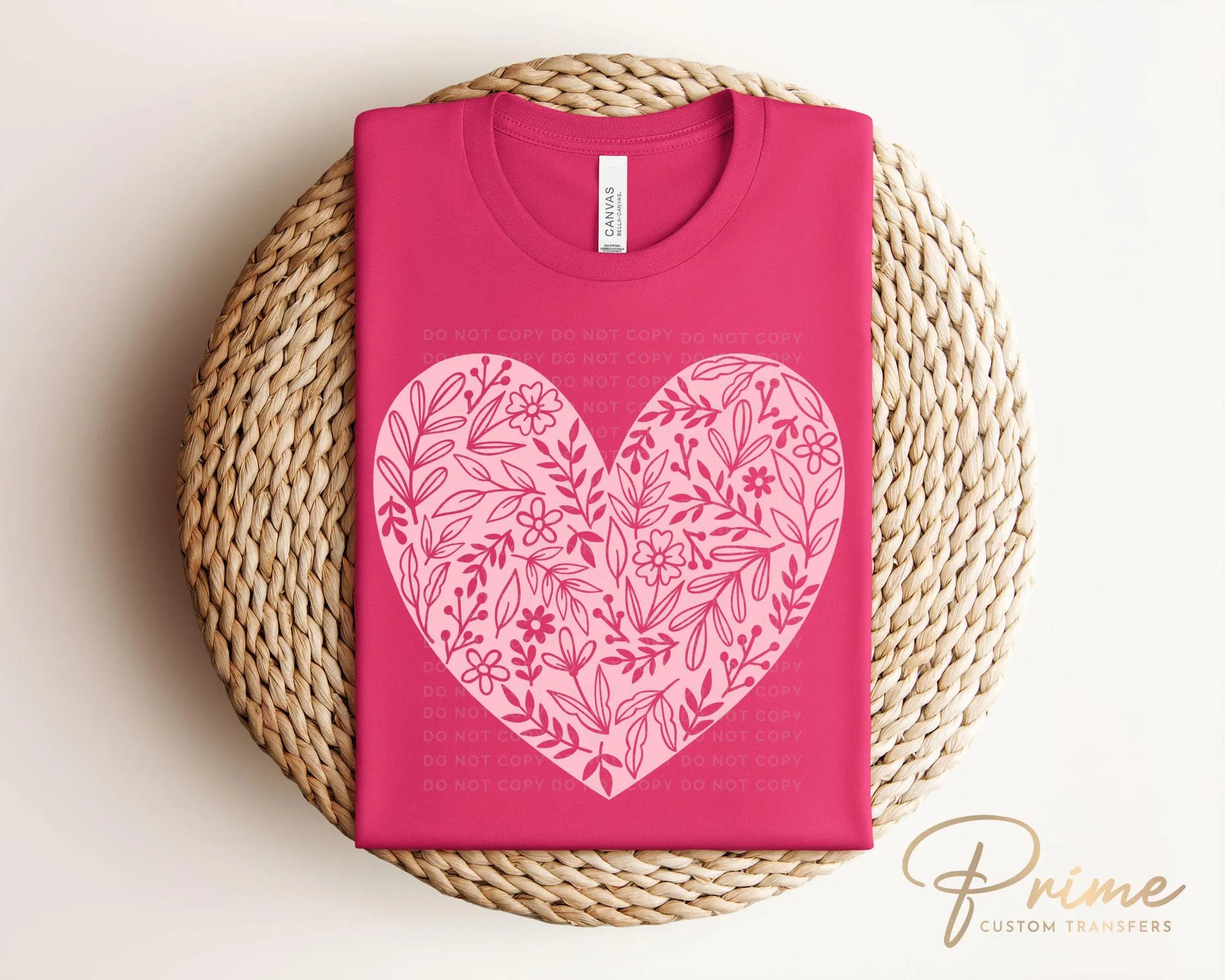 Valentine's Day, DTF Transfers, Ready to Press, T-shirt Transfers, Heat Transfer, Direct to Film, Holiday, Love, Romance, Solid Floral Heart