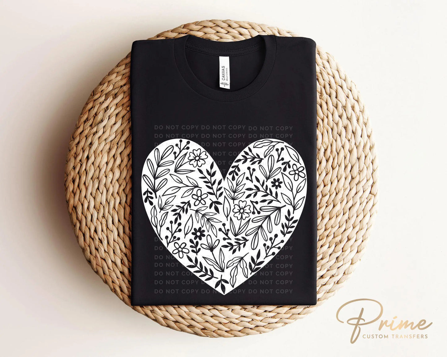 Valentine's Day, DTF Transfers, Ready to Press, T-shirt Transfers, Heat Transfer, Direct to Film, Holiday, Love, Romance, Solid Floral Heart