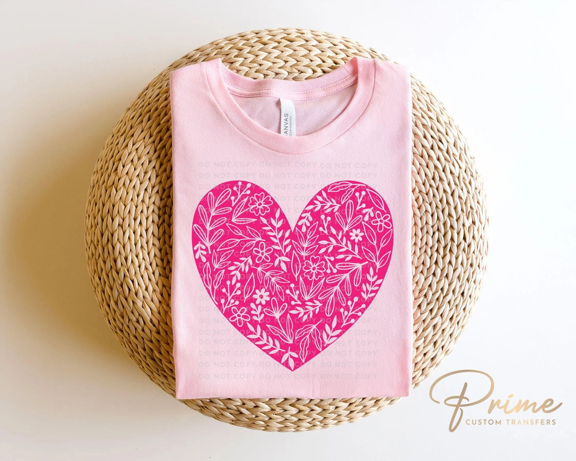Valentine's Day, DTF Transfers, Ready to Press, T-shirt Transfers, Heat Transfer, Direct to Film, Holiday, Love, Romance, Solid Floral Heart
