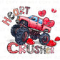 Valentine's Day DTF Transfer, Ready to Press, T-shirt Transfer, Heat Transfer, Direct to Film, Hearts, Boy, Monster Truck, Heart Crusher