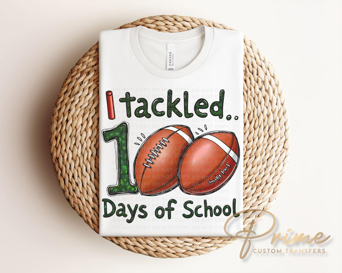 School DTF, Ready to Press, DIY T-shirt, Heat Transfer, Direct to Film, Preschool, Pre-K, Teacher, Sports, Boy Football 100 Days of School