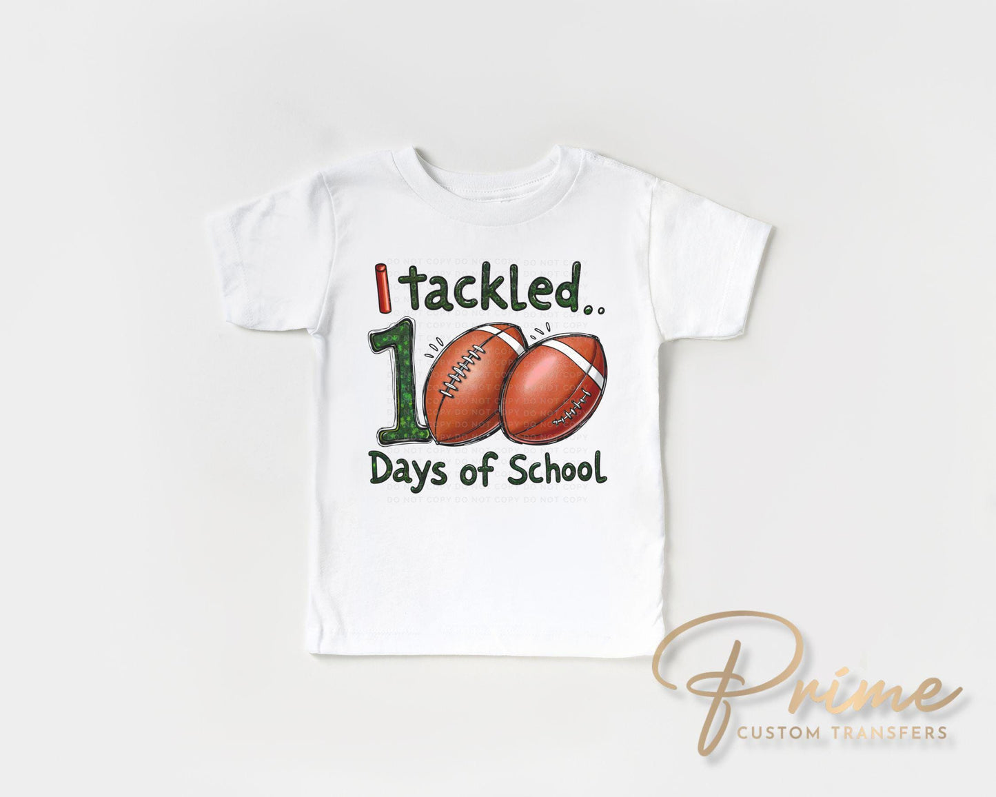 School DTF, Ready to Press, DIY T-shirt, Heat Transfer, Direct to Film, Preschool, Pre-K, Teacher, Sports, Boy Football 100 Days of School