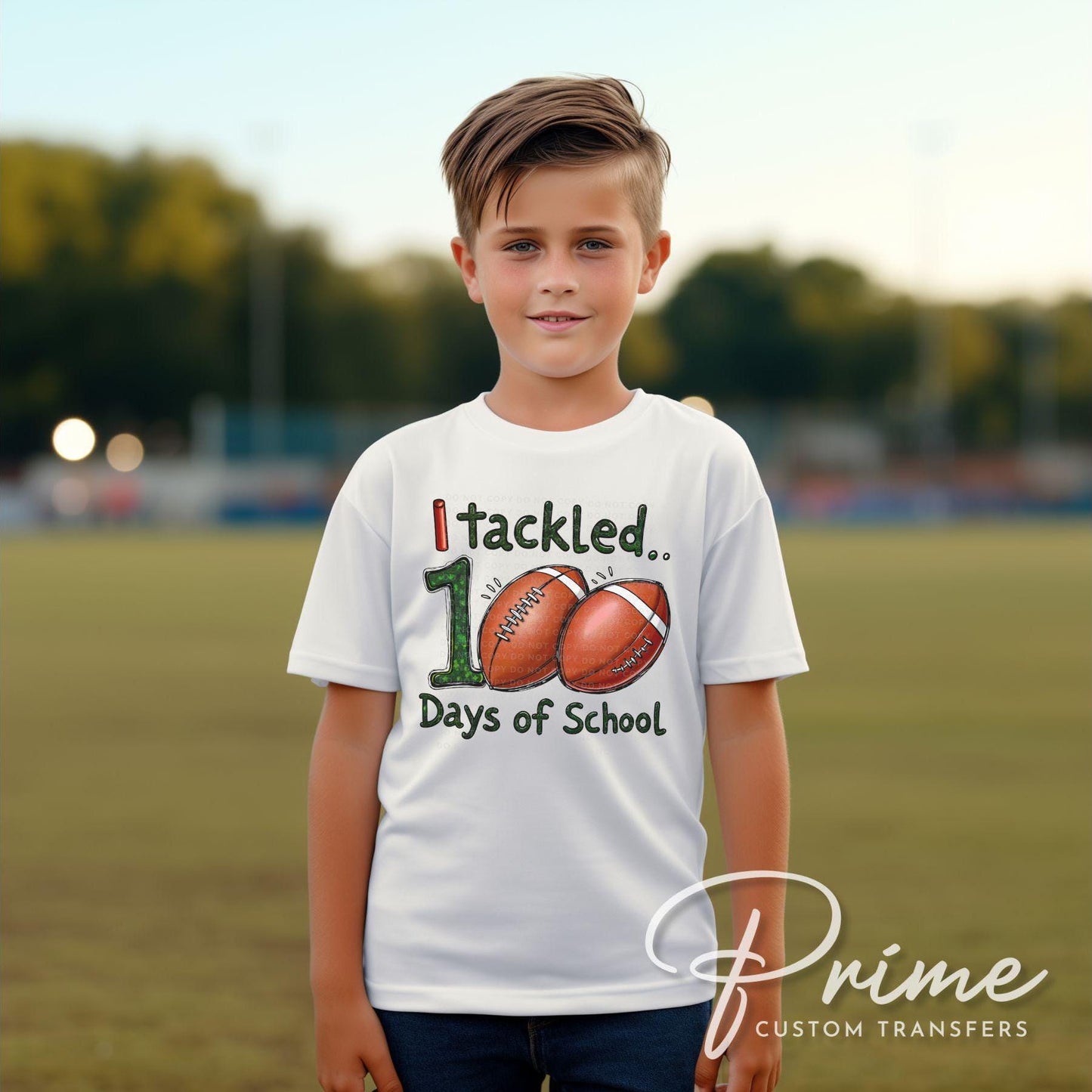 School DTF, Ready to Press, DIY T-shirt, Heat Transfer, Direct to Film, Preschool, Pre-K, Teacher, Sports, Boy Football 100 Days of School